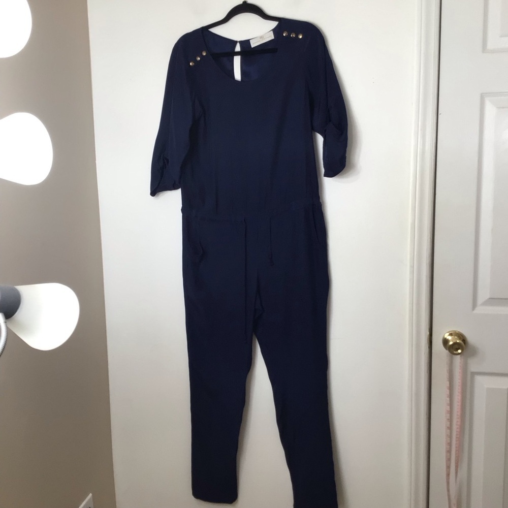 Amanda Uprichard jumpsuit women small silk blue